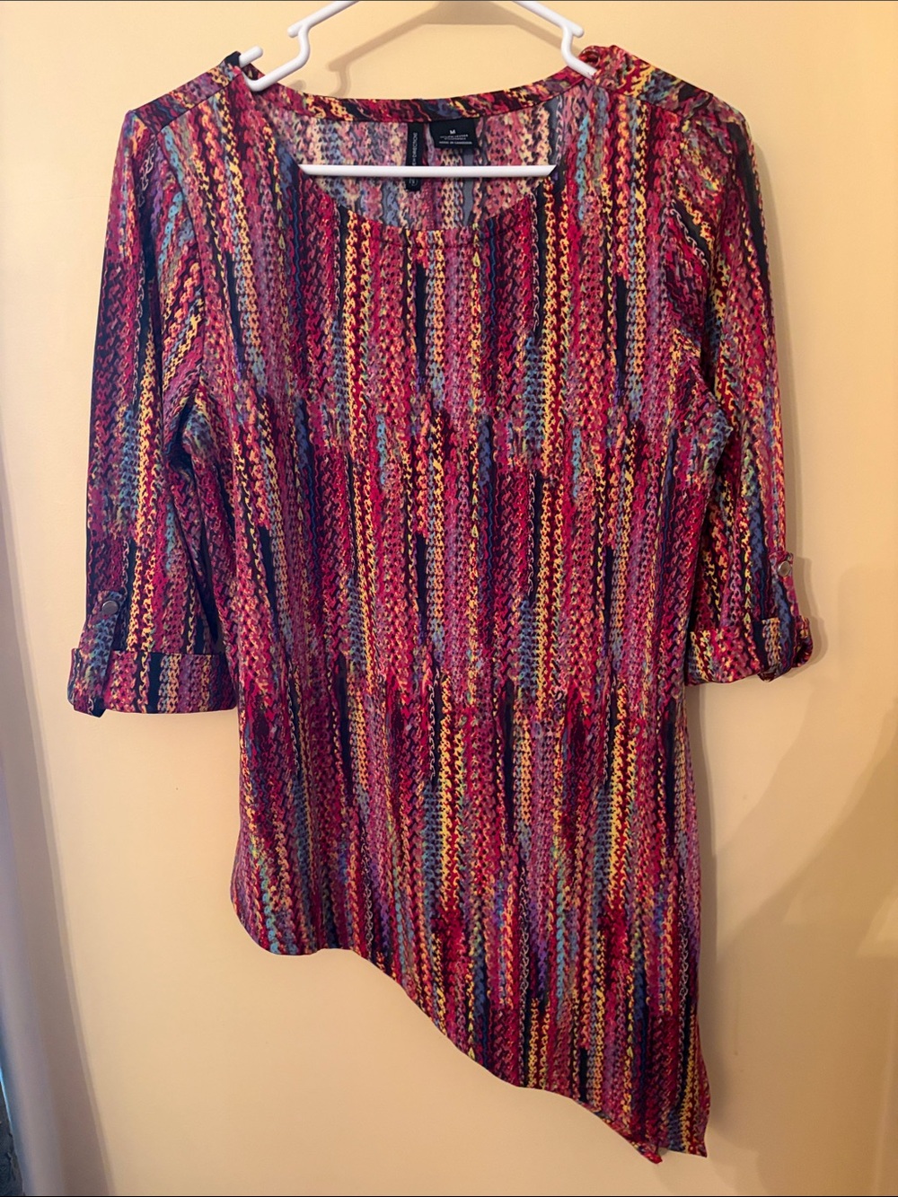 Colorful Asymmetrical Tunic Top M Ties up by New Dimensions EUC